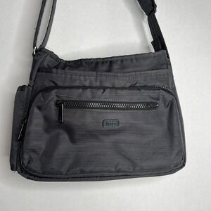 Infinity Lug Gunmetal Gray Shimmy Crossbody Purse Bag Zipper Damaged SEE‎ PICS